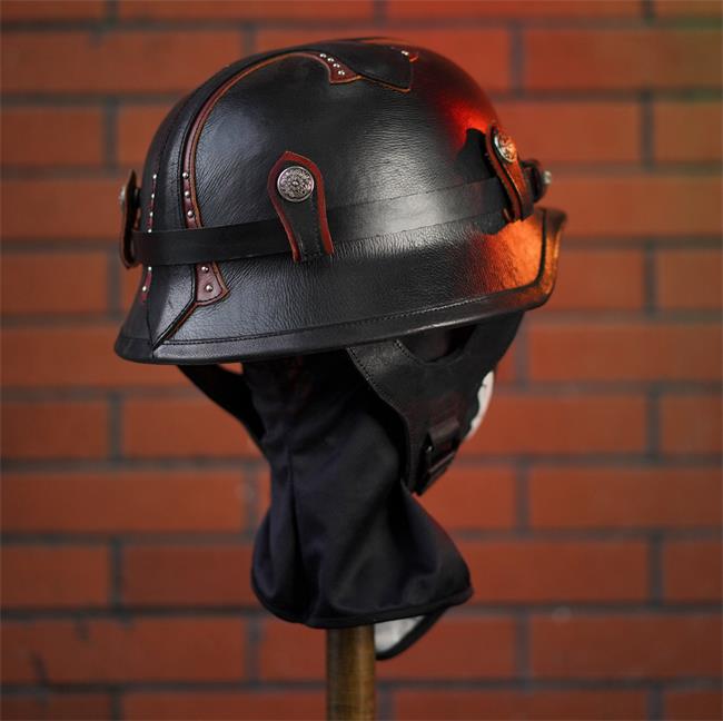 decorative-OpenFace-helmet-Cowhide-Leather