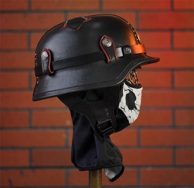decorative-OpenFace-helmet-Cowhide-Leather