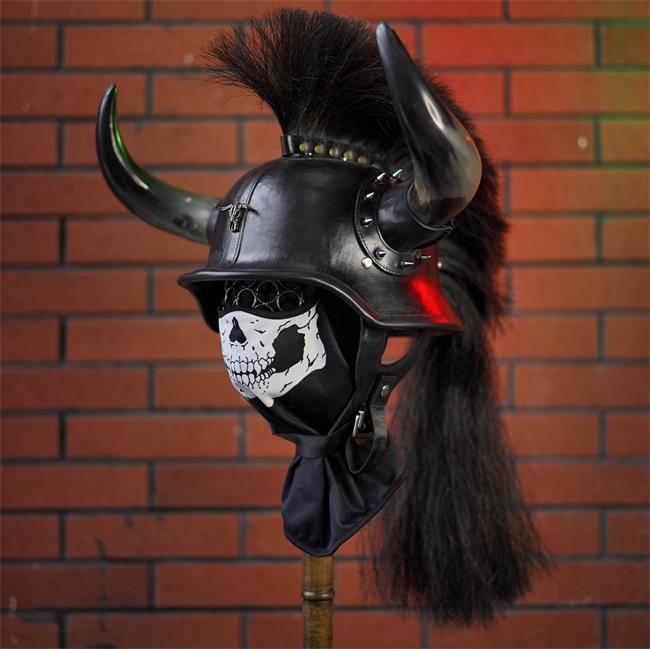 decorative-OpenFace-helmet-Cowhide-Leather