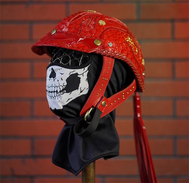 decorative-Half-helmet-Python-Leather