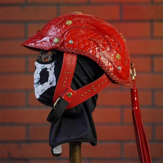 decorative-Half-helmet-Python-Leather
