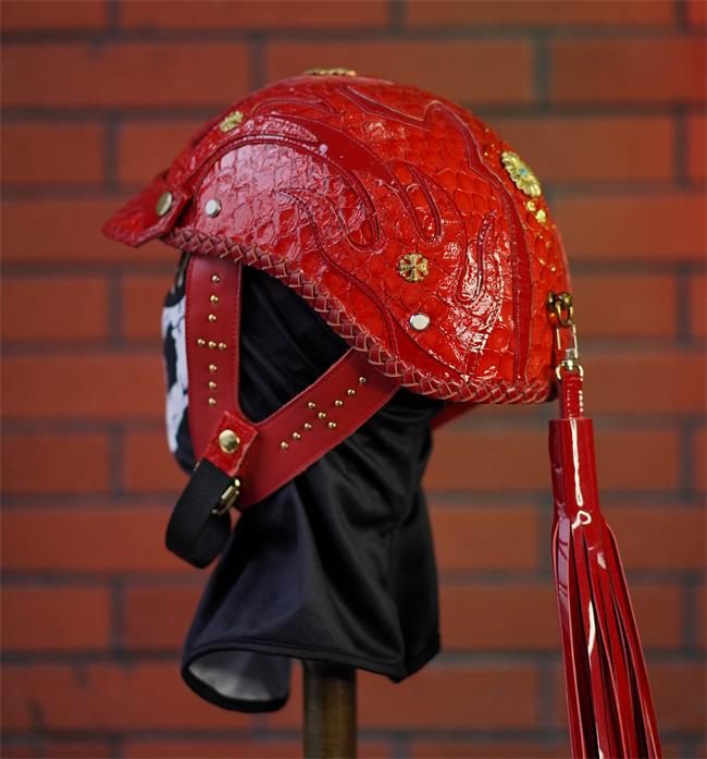decorative-Half-helmet-Python-Leather