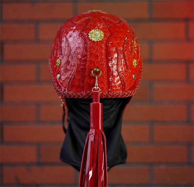 decorative-Half-helmet-Python-Leather