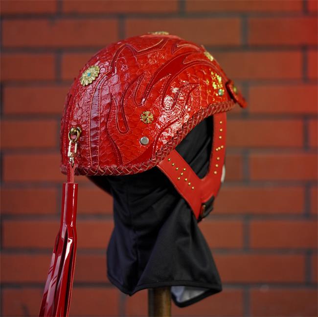 decorative-Half-helmet-Python-Leather