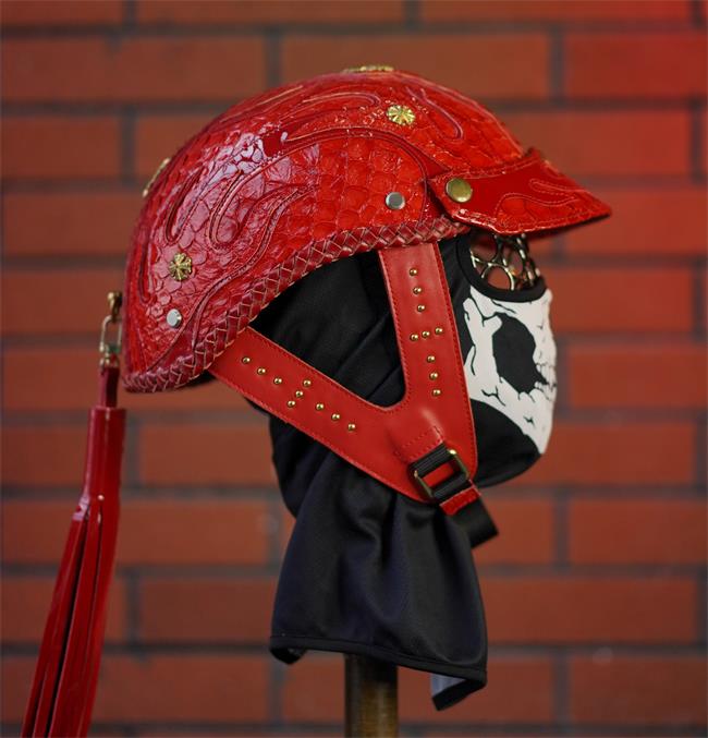 decorative-Half-helmet-Python-Leather