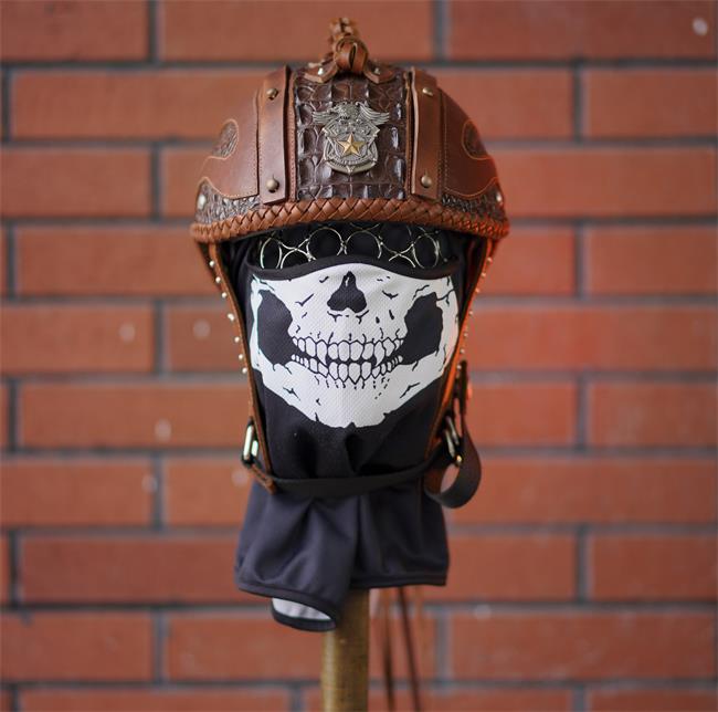 decorative-Half-helmet-Crocodile-Leather