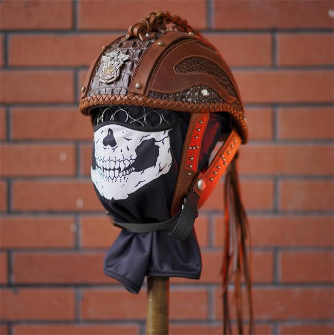 decorative-Half-helmet-Crocodile-Leather