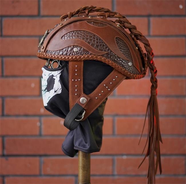 decorative-Half-helmet-Crocodile-Leather