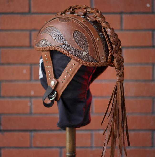 decorative-Half-helmet-Crocodile-Leather