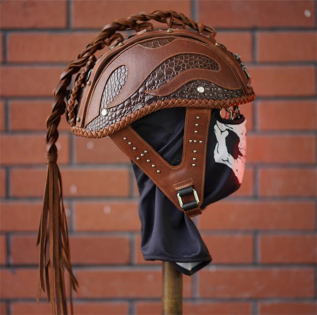 decorative-Half-helmet-Crocodile-Leather