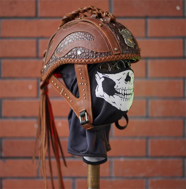decorative-Half-helmet-Crocodile-Leather