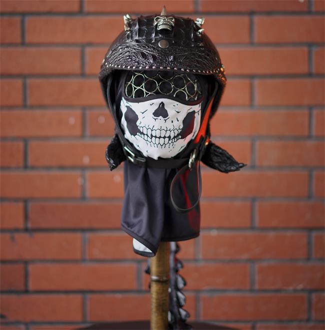 decorative-Half-helmet-Crocodile-Leather