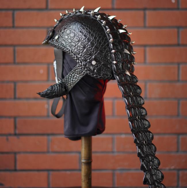 decorative-Half-helmet-Crocodile-Leather