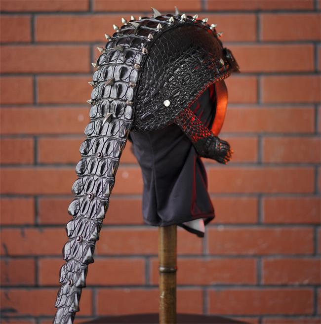 decorative-Half-helmet-Crocodile-Leather