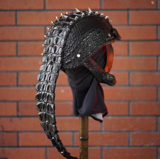 decorative-Half-helmet-Crocodile-Leather