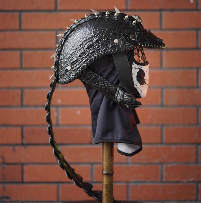 decorative-Half-helmet-Crocodile-Leather