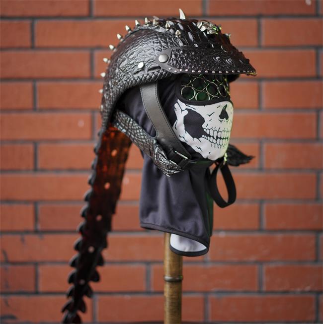 decorative-Half-helmet-Crocodile-Leather
