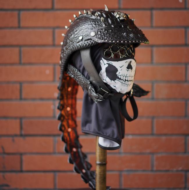 decorative-Half-helmet-Crocodile-Leather