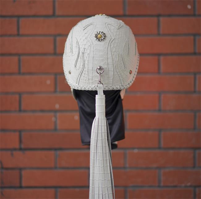 decorative-Half-helmet-Python-Leather