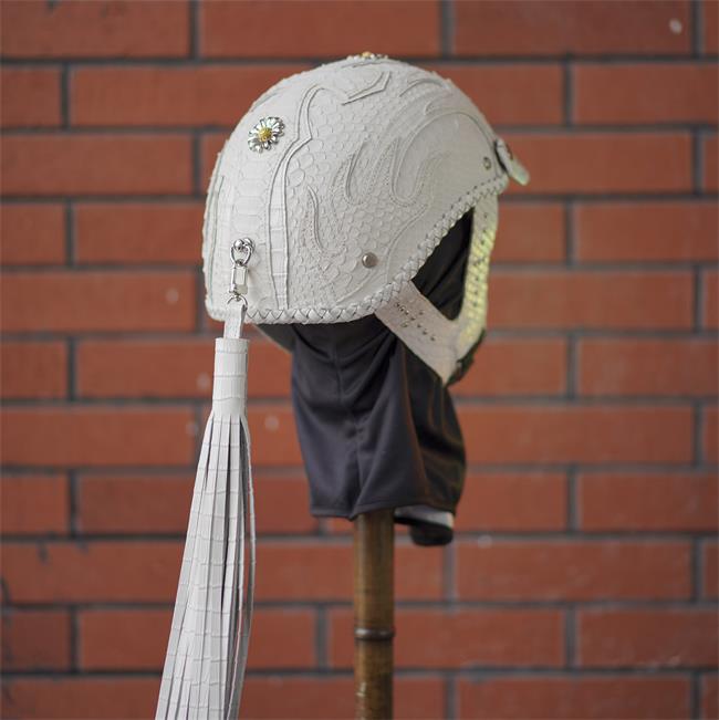 decorative-Half-helmet-Python-Leather