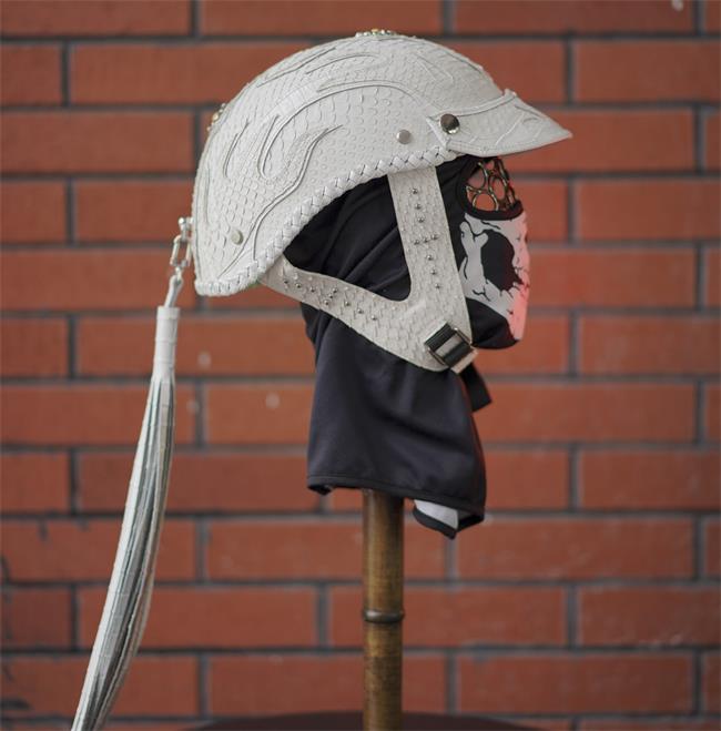 decorative-Half-helmet-Python-Leather