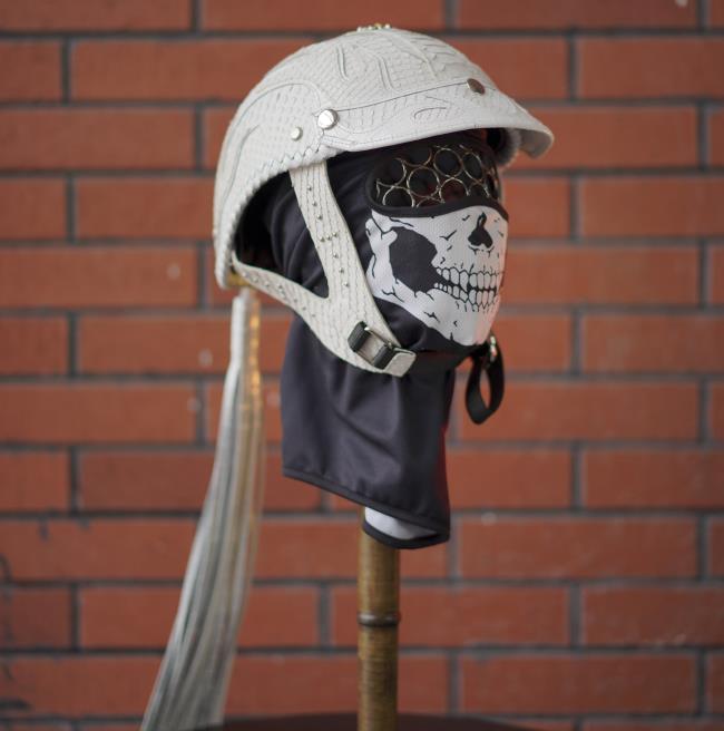 decorative-Half-helmet-Python-Leather