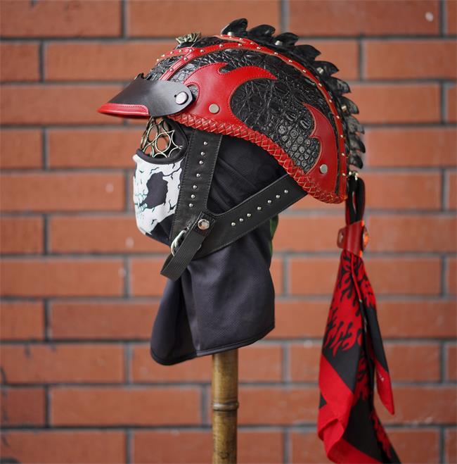 decorative-Half-helmet-Crocodile-Leather