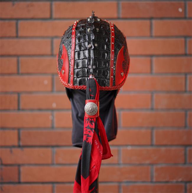 decorative-Half-helmet-Crocodile-Leather
