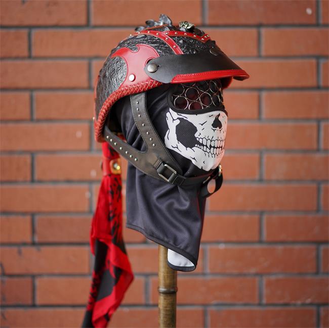 decorative-Half-helmet-Crocodile-Leather