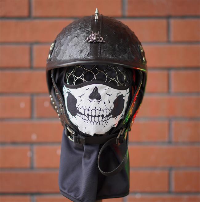 decorative-Half-helmet-Artificial-Breeding-Ostrich-Leather