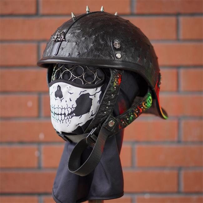 decorative-Half-helmet-Artificial-Breeding-Ostrich-Leather