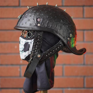 pure handmade decorative Half helmet ARTIFICIAL BREEDING OSTRICH LEATHER R36-L12 pure handmade decorative Half helmet ARTIFICIAL BREEDING OSTRICH LEATHER R36-L12