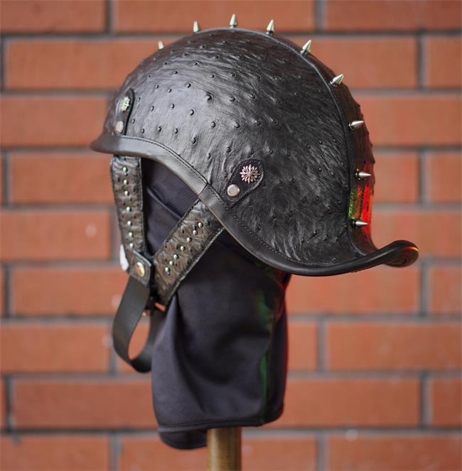decorative-Half-helmet-Artificial-Breeding-Ostrich-Leather