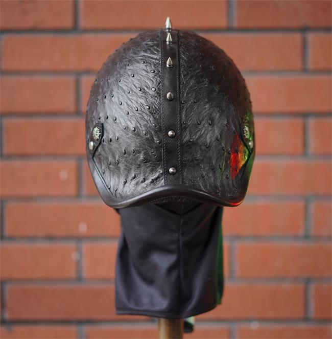decorative-Half-helmet-Artificial-Breeding-Ostrich-Leather