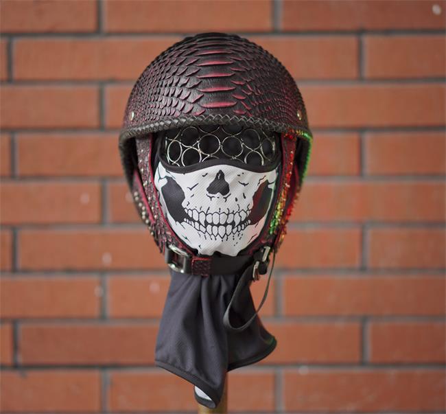 decorative-half-helmet-python-leather