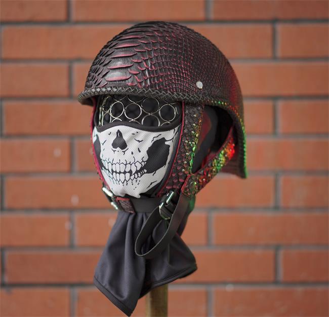 decorative-half-helmet-python-leather