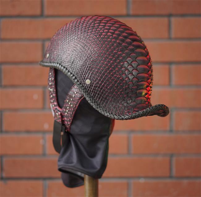 decorative-half-helmet-python-leather