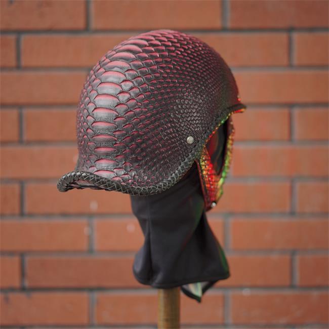 decorative-half-helmet-python-leather