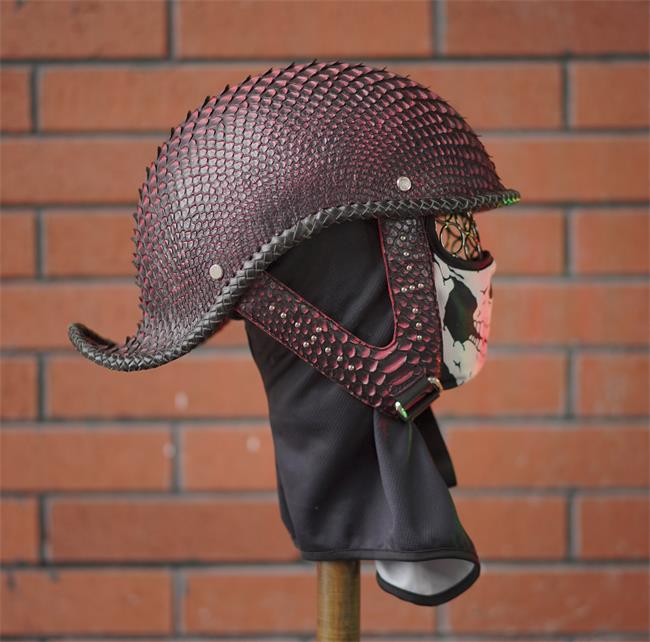 pure handmade decorative Half helmet Python Leather R52-L04