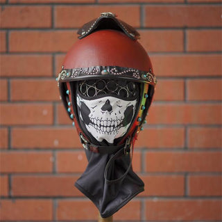 brown motorcycle half helmet pure handmade decarative Half helmet Cowhide Leather R52-L06