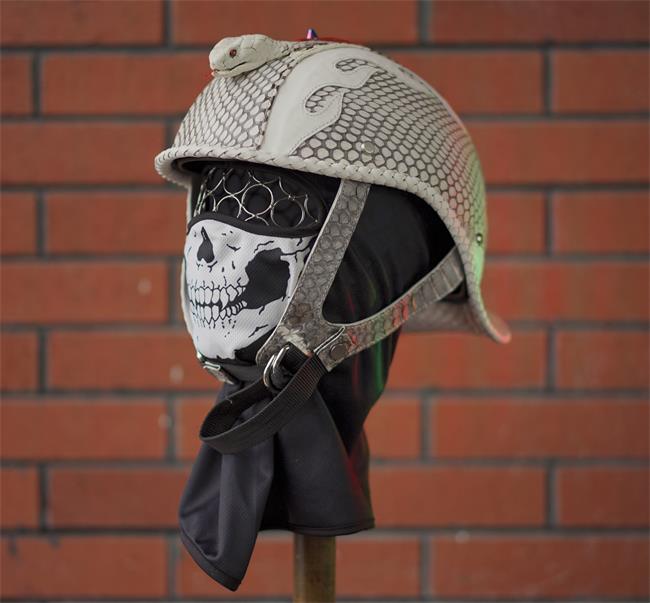 decorative-Half-helmet-Python-Leather-white