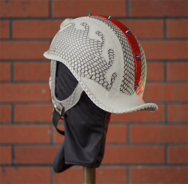 decorative-Half-helmet-Python-Leather-white