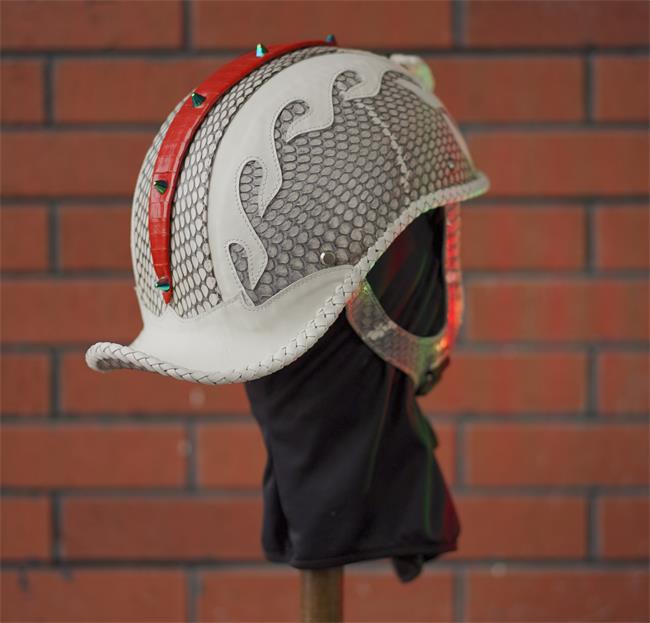 decorative-Half-helmet-Python-Leather-white