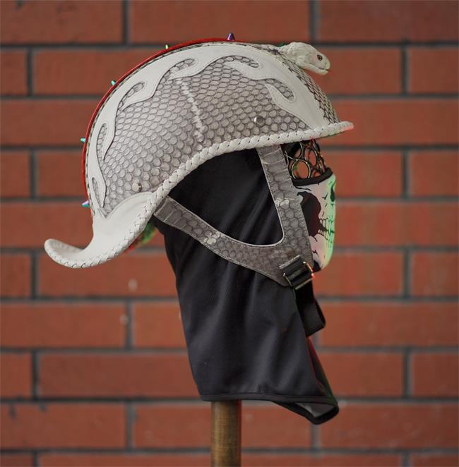 decorative-Half-helmet-Python-Leather-white