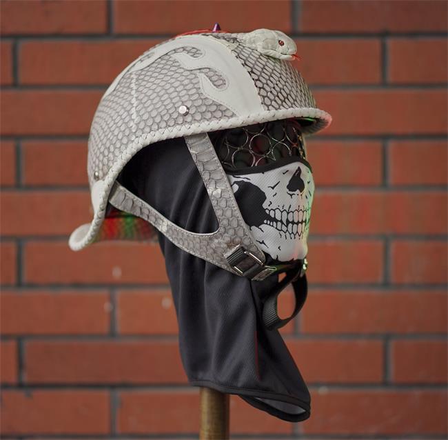 decorative-Half-helmet-Python-Leather-white