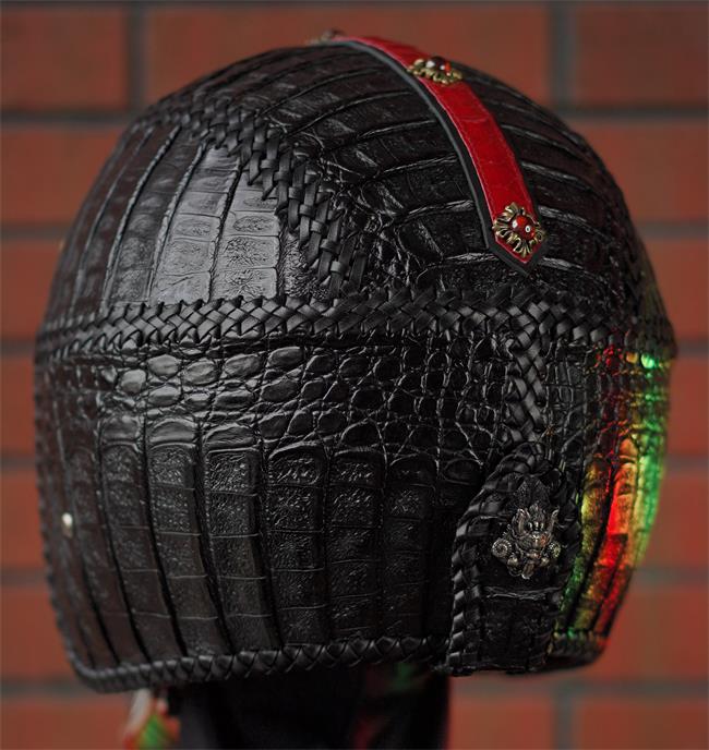 decorative-3/4helmet-crocodile-leather