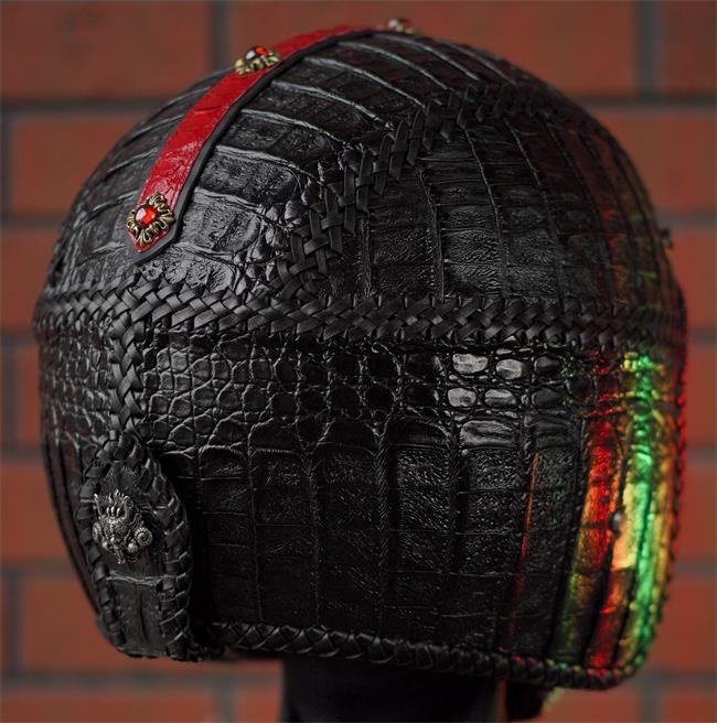 decorative-3/4helmet-crocodile-leather