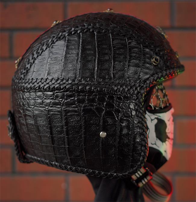 decorative-3/4helmet-crocodile-leather
