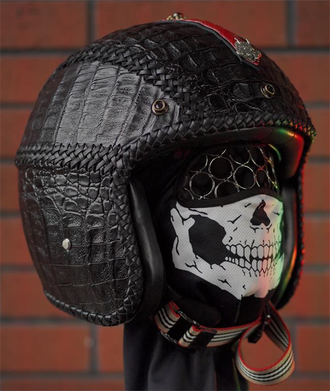 decorative-3/4helmet-crocodile-leather
