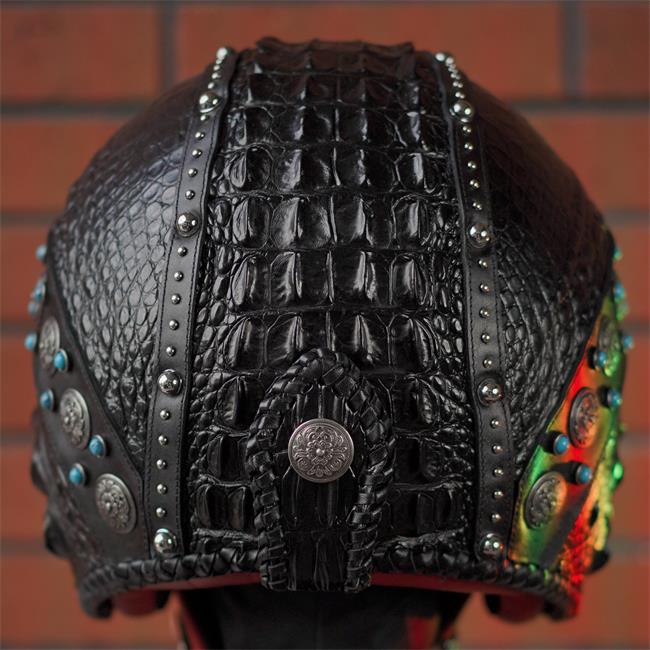 decorative-3/4helmet-crocodile-leather